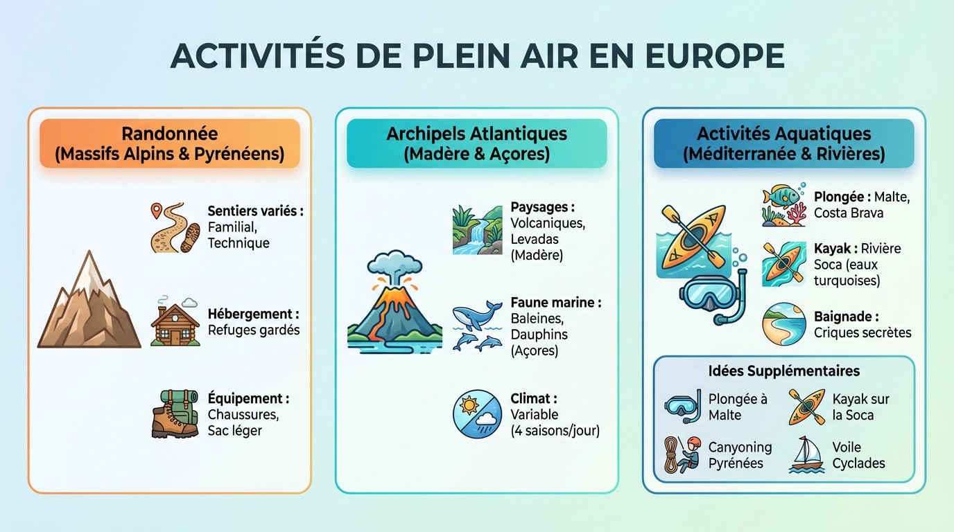 Randonneurs explorant les sentiers de montagne en Europe