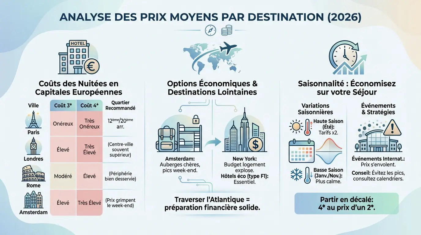 Analyse des prix moyens par destination en 2026