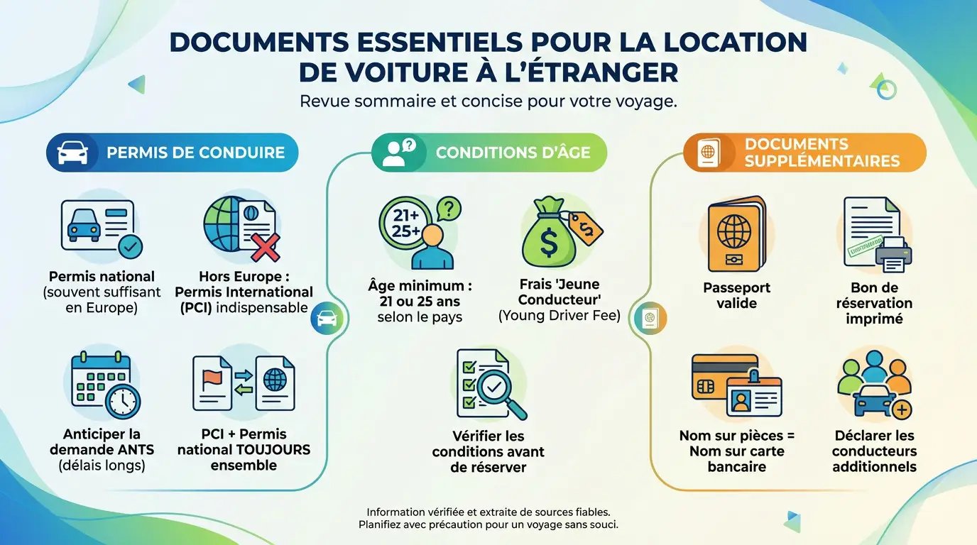 Papiers d'identité et permis de conduire pour louer un véhicule à l'étranger