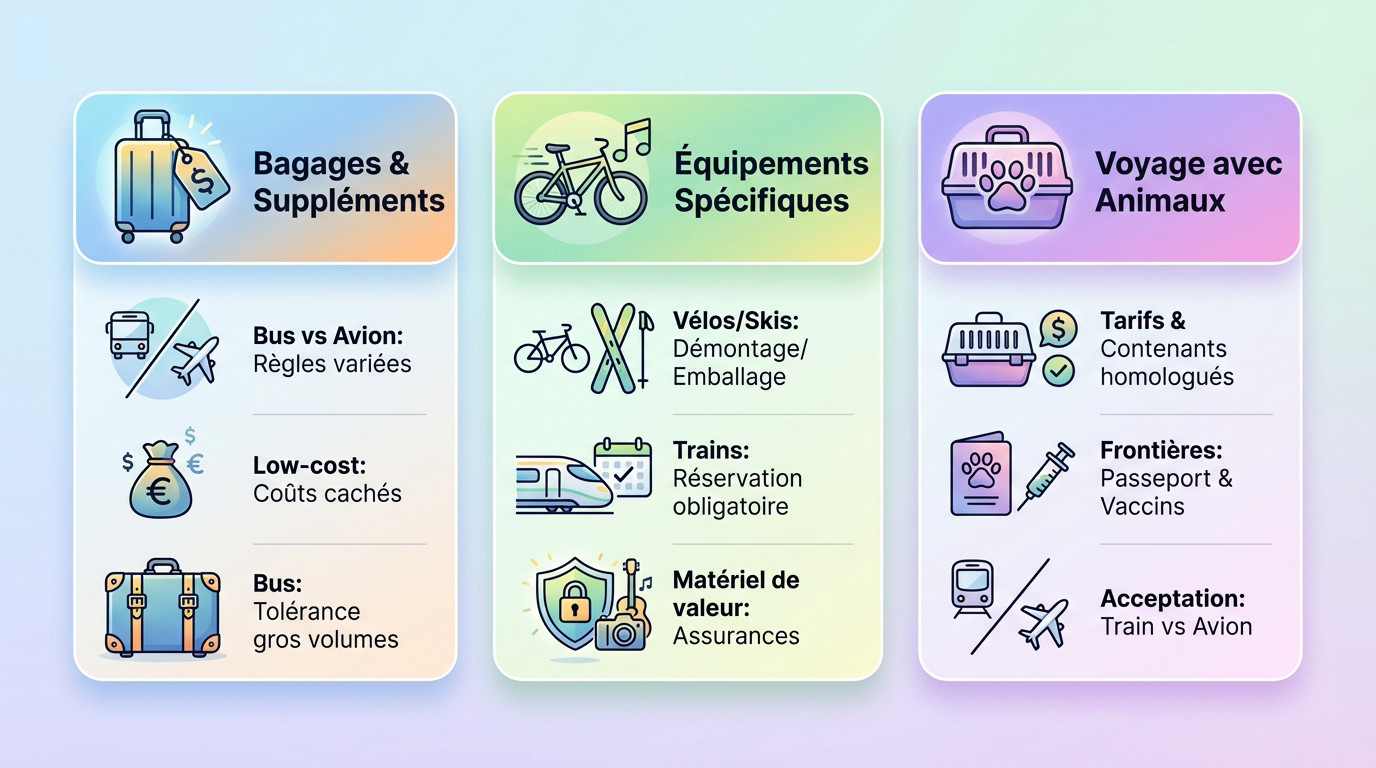 Gestion des bagages et transport d'animaux en voyage