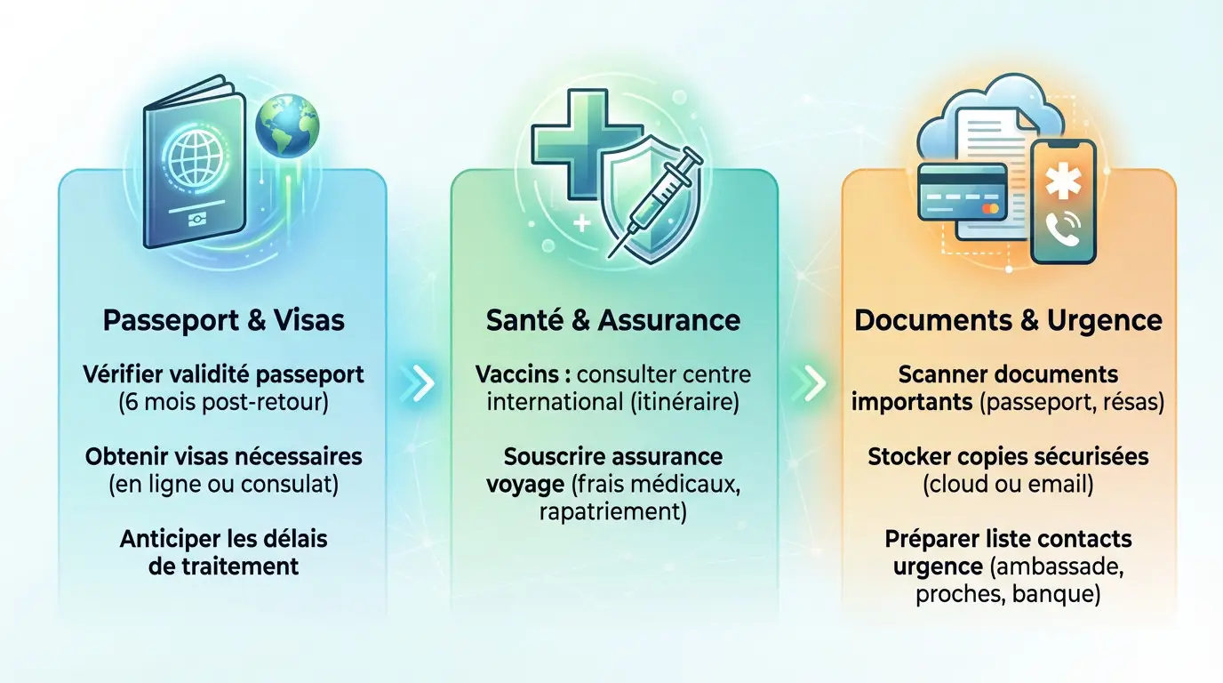 Documents administratifs et passeport pour préparer un premier voyage