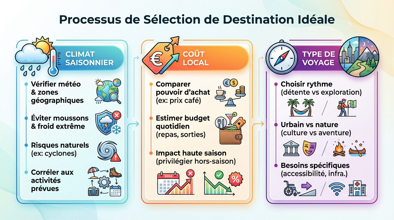 Processus de sélection de la destination idéale pour préparer son voyage