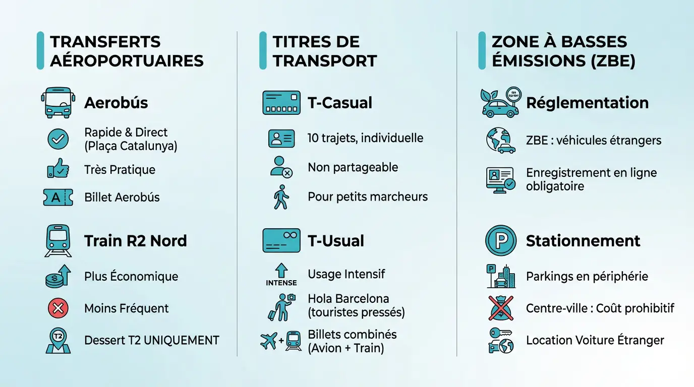 Transports urbains et transferts aéroport à Barcelone