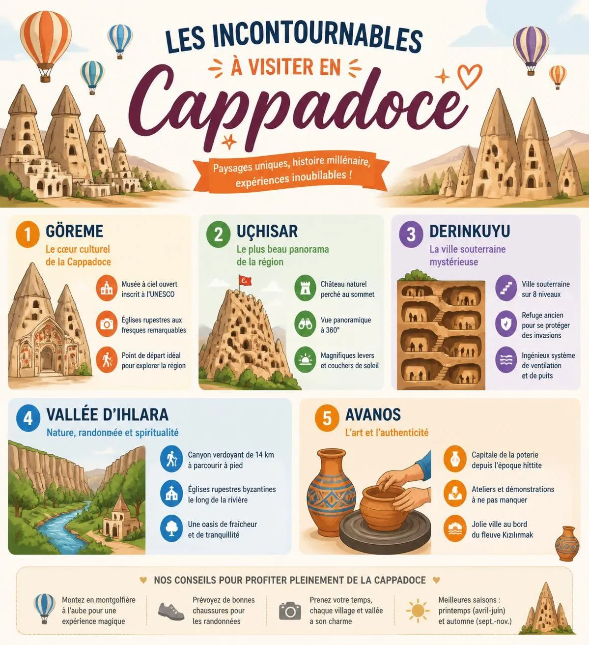 découvrez la cappadoce en 2026 avec notre guide complet : vols en montgolfière, sites incontournables, conseils pratiques et itinéraires pour une expérience inoubliable.