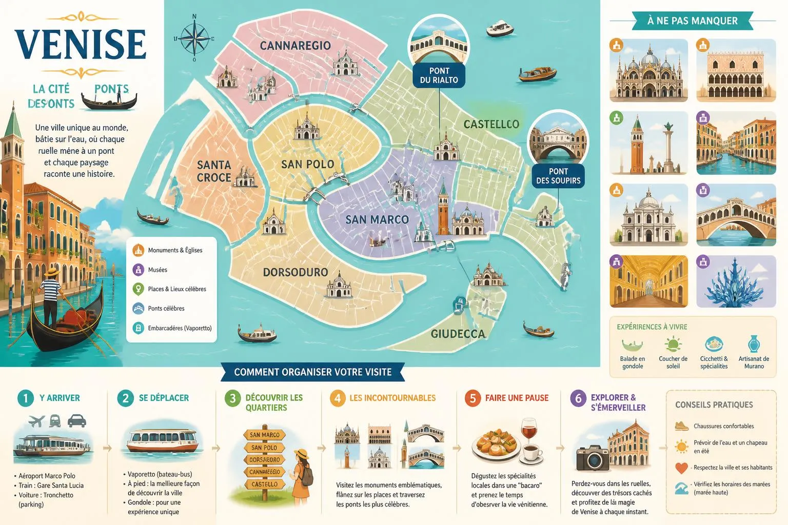 découvrez venise, la cité des ponts, avec notre guide complet pour visiter ses ruelles, ses canaux emblématiques et ses trésors culturels. préparez votre voyage en italie en toute sérénité.