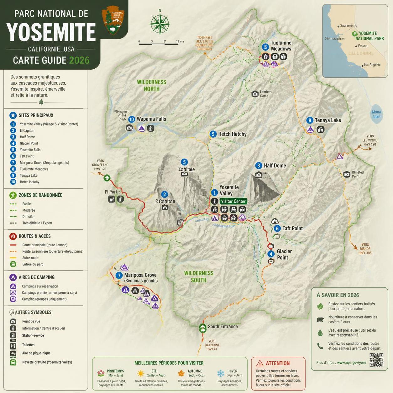 explorez le parc national de yosemite avec notre guide complet pour 2026. découvrez les meilleures activités, sites incontournables et conseils pratiques pour une visite réussie.