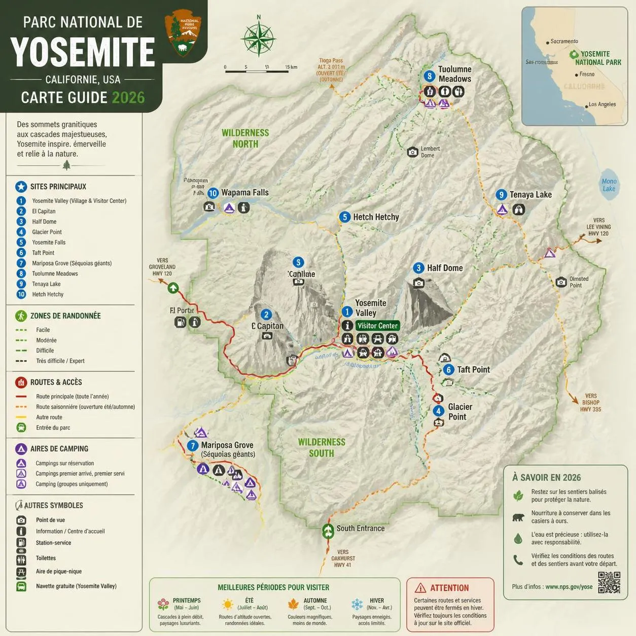 explorez le parc national de yosemite avec notre guide complet pour 2026. découvrez les meilleures activités, sites incontournables et conseils pratiques pour une visite réussie.