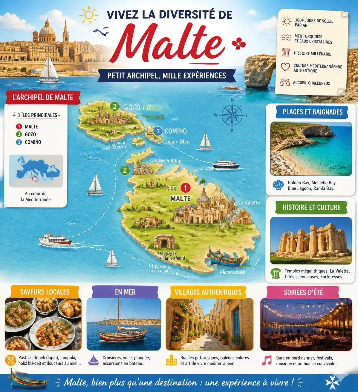 découvrez les incontournables de malte pour des vacances réussies : sites historiques, plages paradisiaques, culture locale et conseils pratiques pour un séjour mémorable.