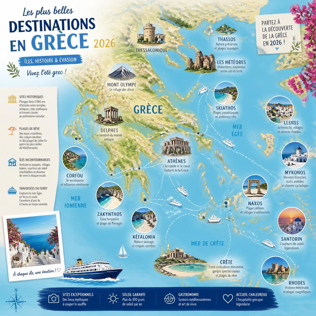 explorez les meilleures destinations pour vos vacances en grèce en 2026 et profitez de paysages magnifiques, plages paradisiaques et richesses culturelles exceptionnelles.