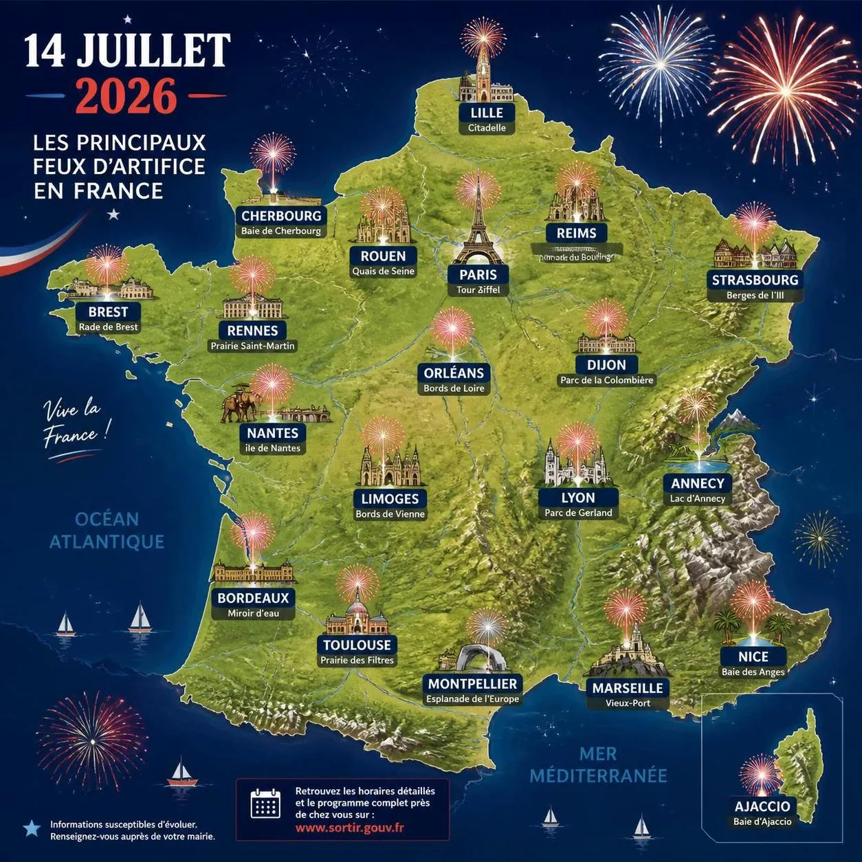 découvrez les plus beaux feux d'artifice du 14 juillet 2026 en france, avec un guide des spectacles incontournables pour célébrer la fête nationale en beauté.