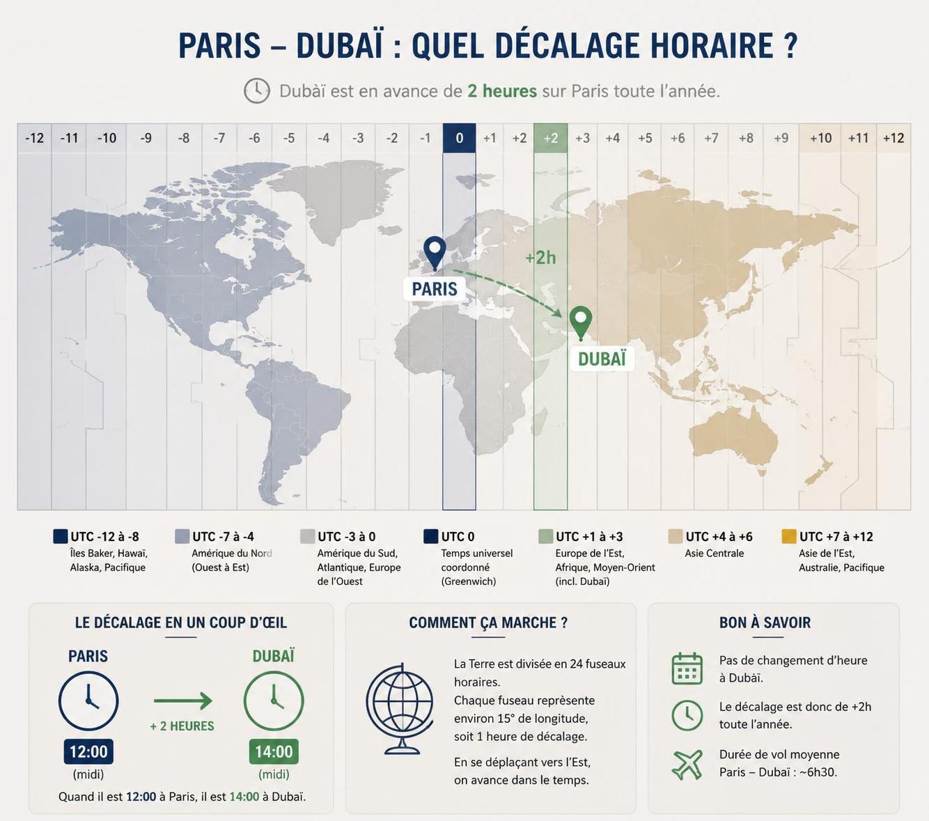 découvrez l'heure actuelle à dubaï, le décalage horaire avec la france et nos conseils pratiques pour bien organiser votre voyage dans cette ville dynamique.