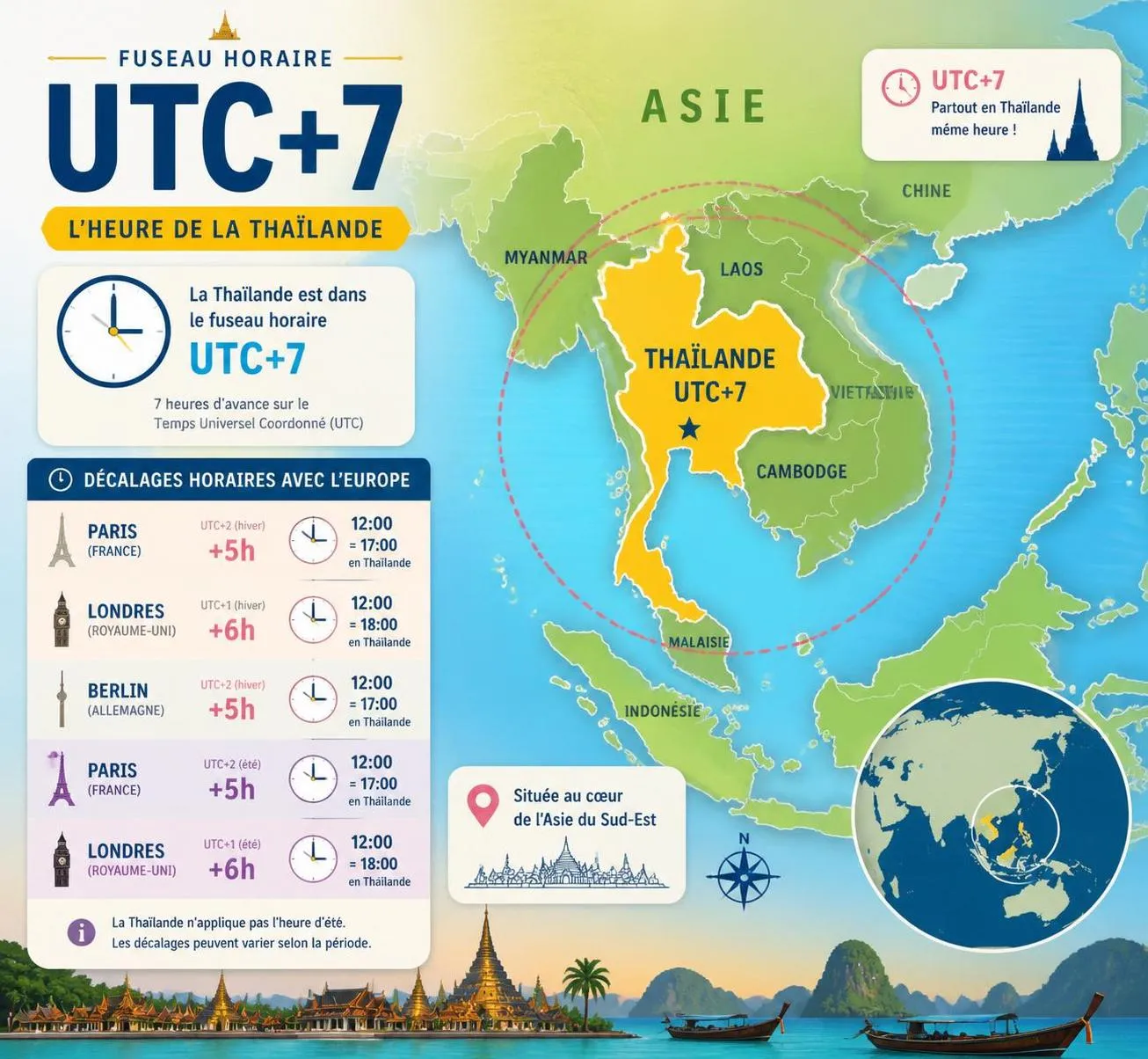 découvrez l'heure actuelle en thaïlande, comprenez le décalage horaire avec la france et obtenez des conseils pratiques pour organiser votre voyage en toute sérénité.