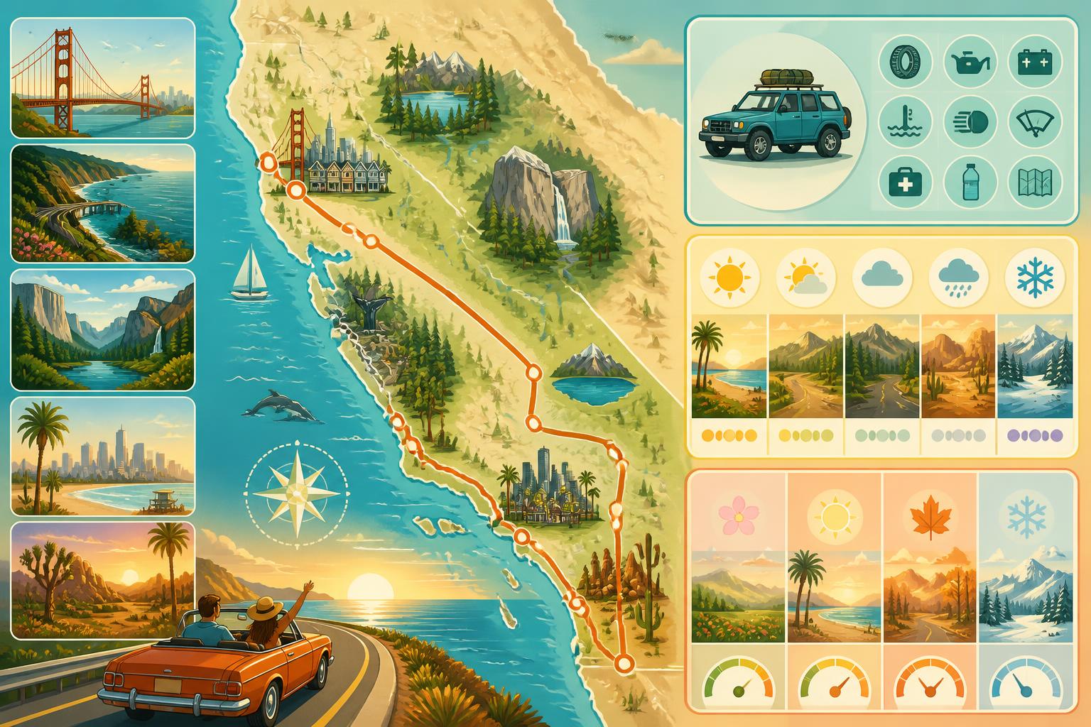 Road trip en Californie : conseils et itinéraires incontournables découvrez nos conseils pratiques et itinéraires incontournables pour un road trip inoubliable en californie. explorez les paysages paradisiaques et vivez l'aventure américaine à votre rythme.