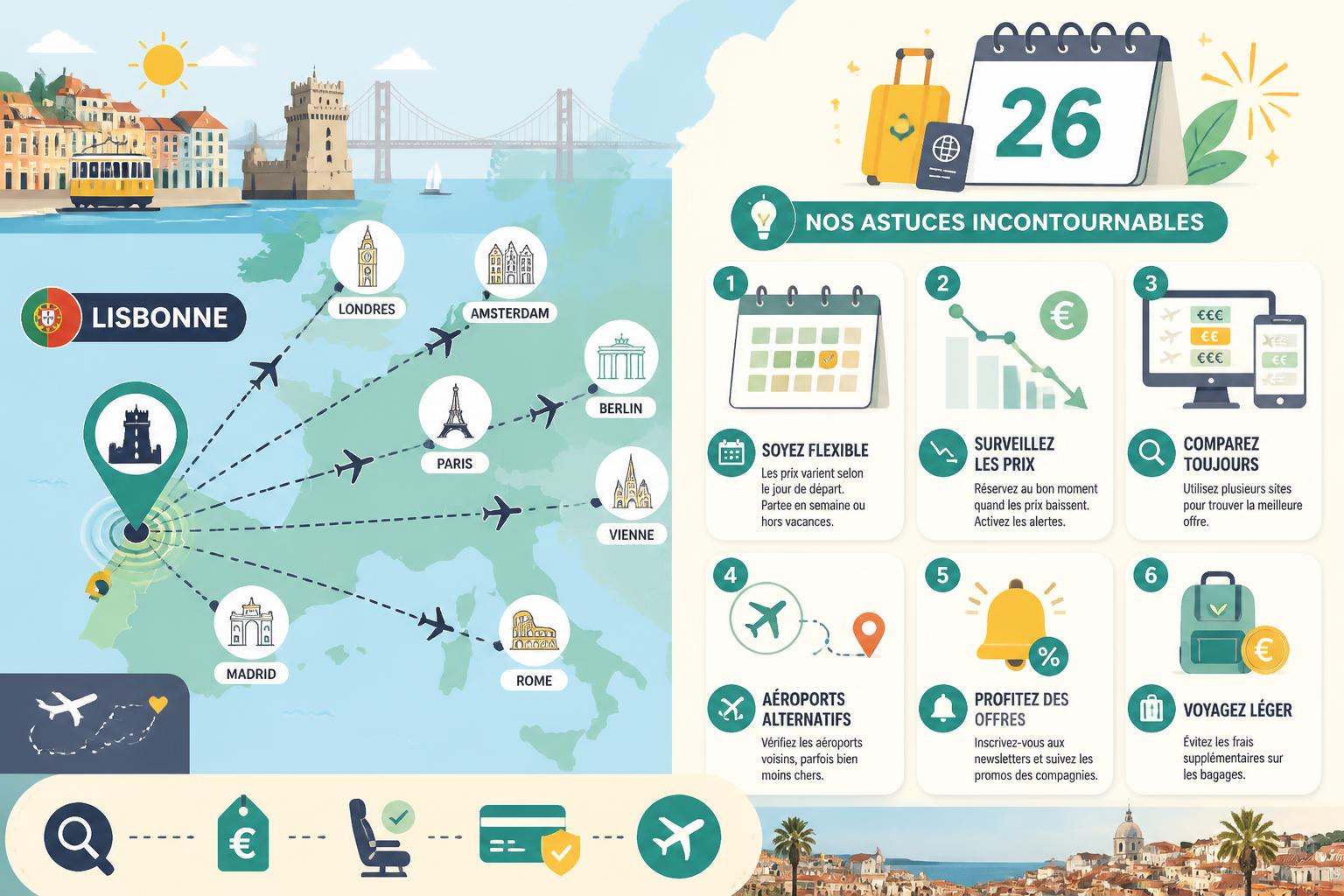 Trouver un vol pas cher pour Lisbonne en 2026 : nos astuces incontournables découvrez nos astuces incontournables pour trouver un vol pas cher pour lisbonne en 2026 et préparez votre voyage au meilleur prix.