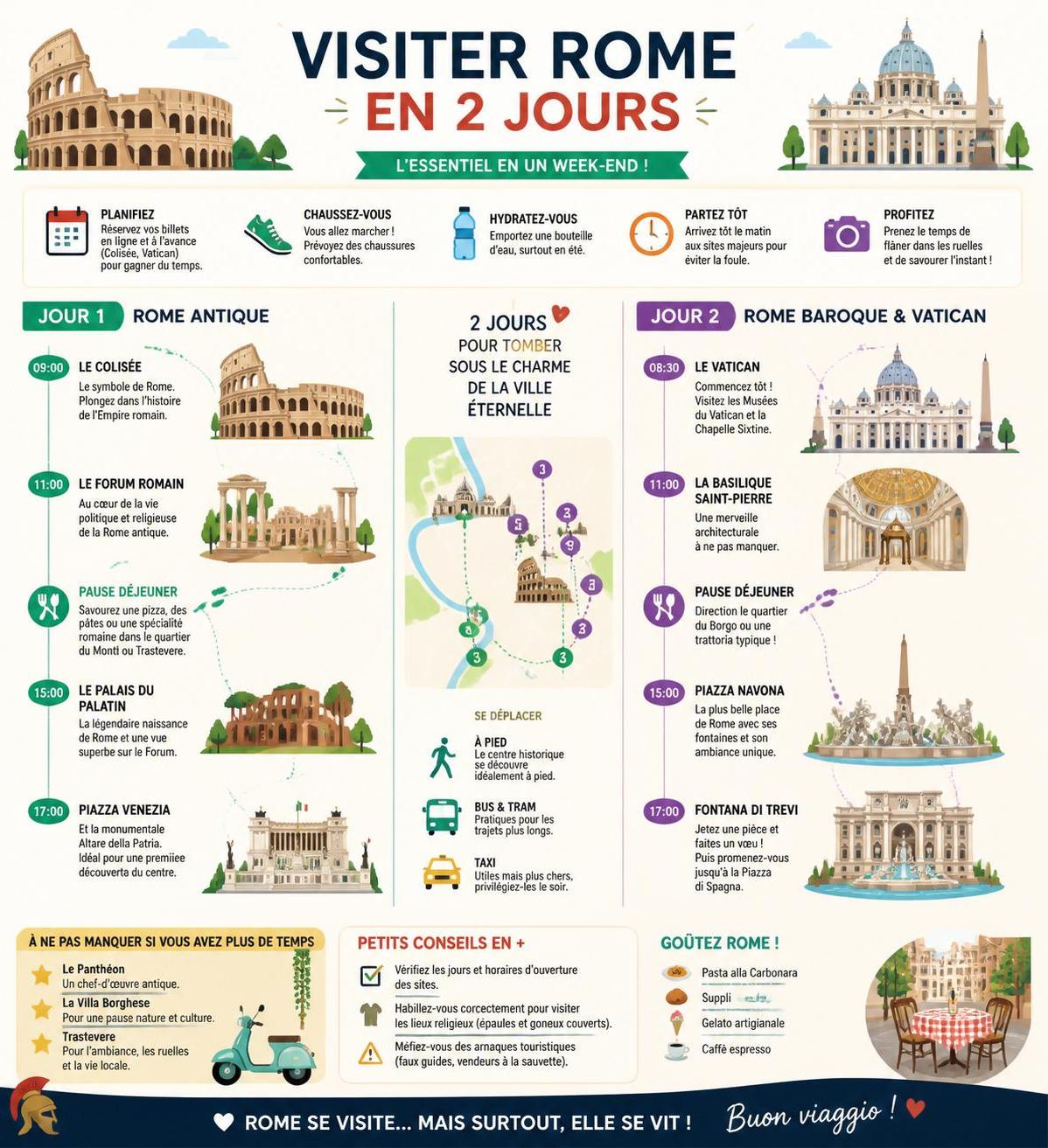 découvrez comment visiter rome en 2 jours avec notre itinéraire détaillé et nos conseils pratiques pour profiter au maximum de votre séjour dans la ville éternelle.