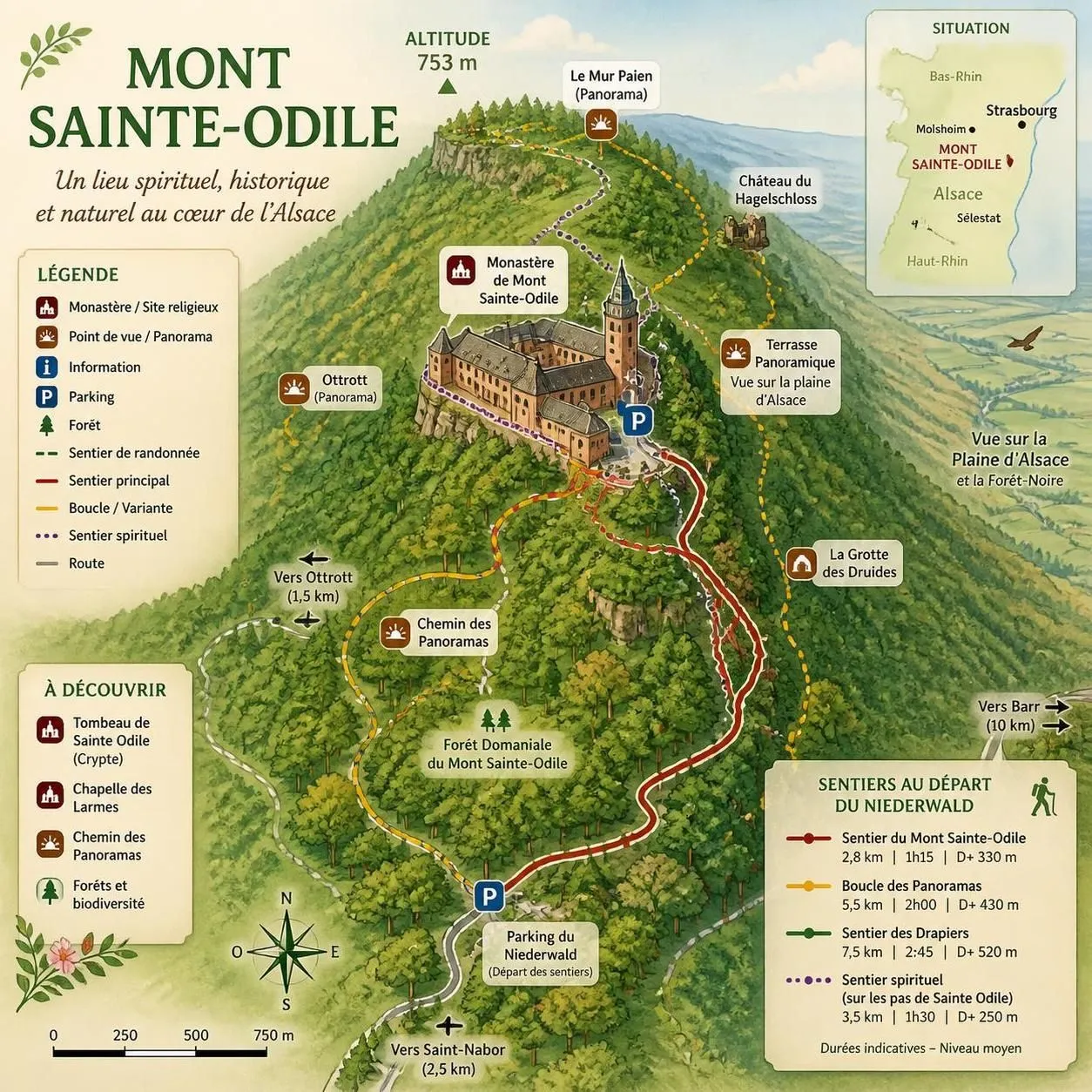 découvrez le mont sainte-odile en alsace avec notre guide complet pour visiter le monastère, son histoire fascinante et ses paysages magnifiques.