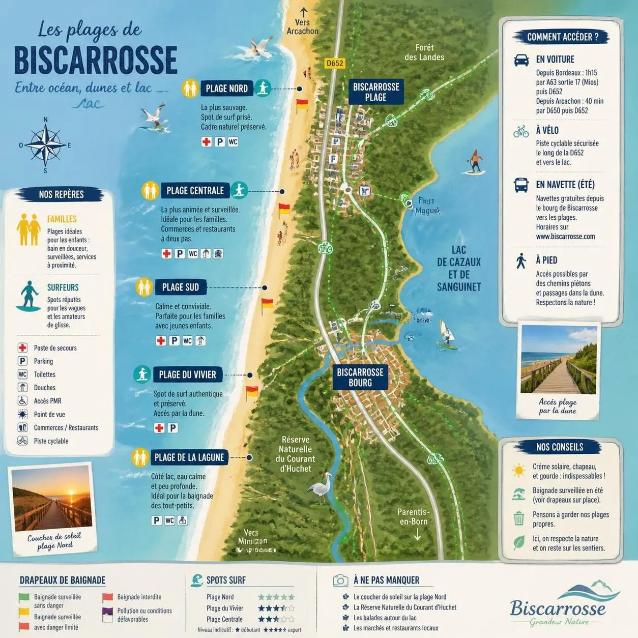 découvrez biscarrosse en été : surf, plages magnifiques et activités incontournables dans les landes pour des vacances inoubliables.