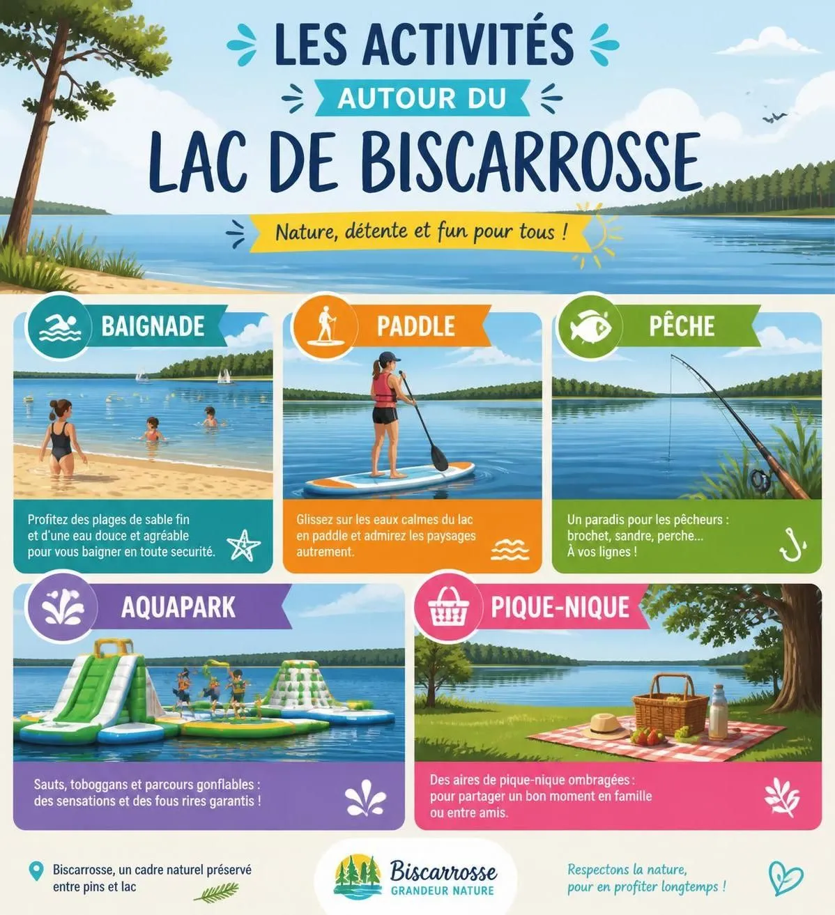 découvrez biscarrosse, une destination idéale pour le surf, ses plages magnifiques et les incontournables des landes à visiter en été pour des vacances inoubliables.