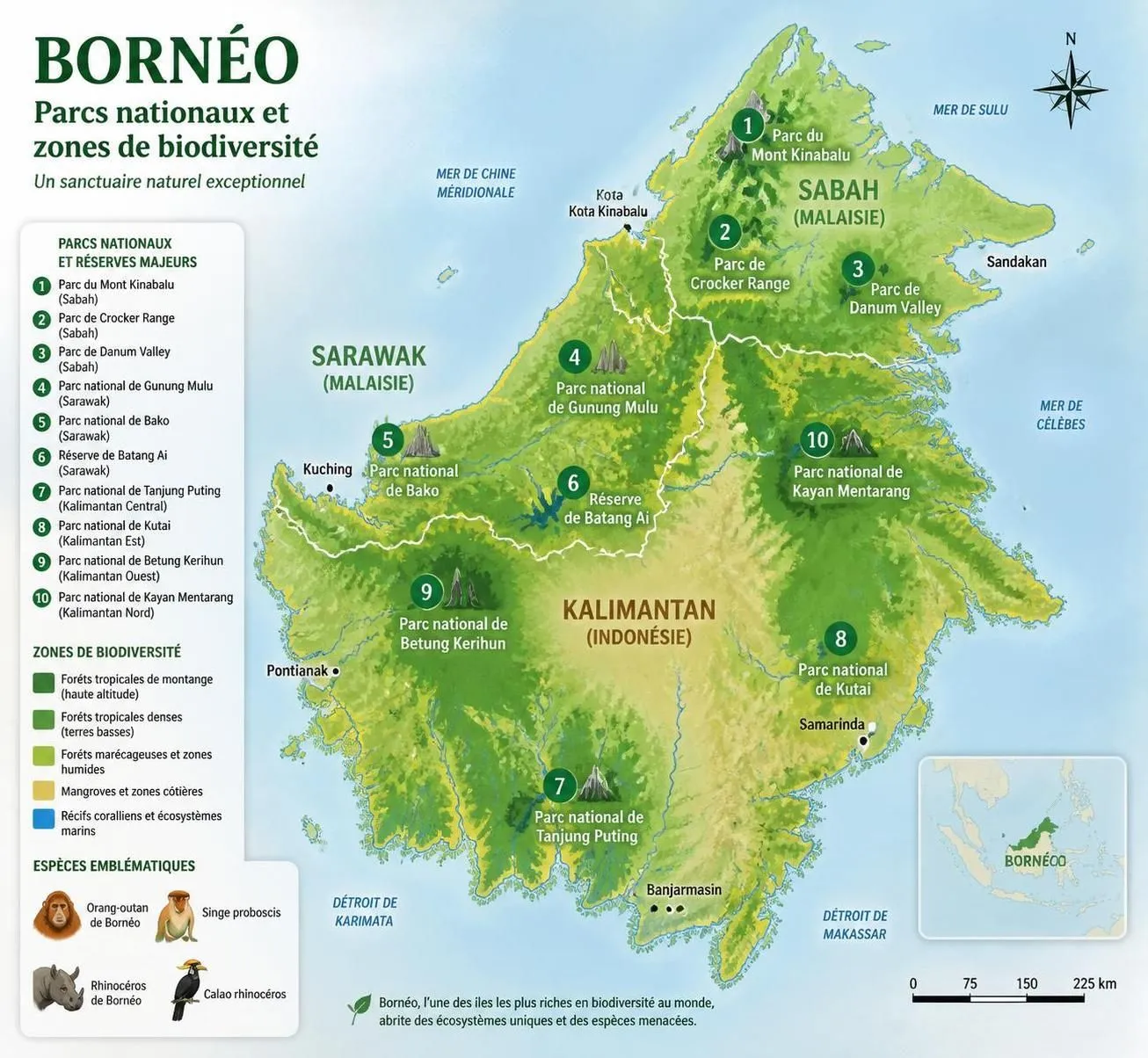 explorez bornéo, la troisième plus grande île du monde, entre orangs-outans fascinants, jungles luxuriantes et aventures inoubliables au cœur de la nature sauvage.
