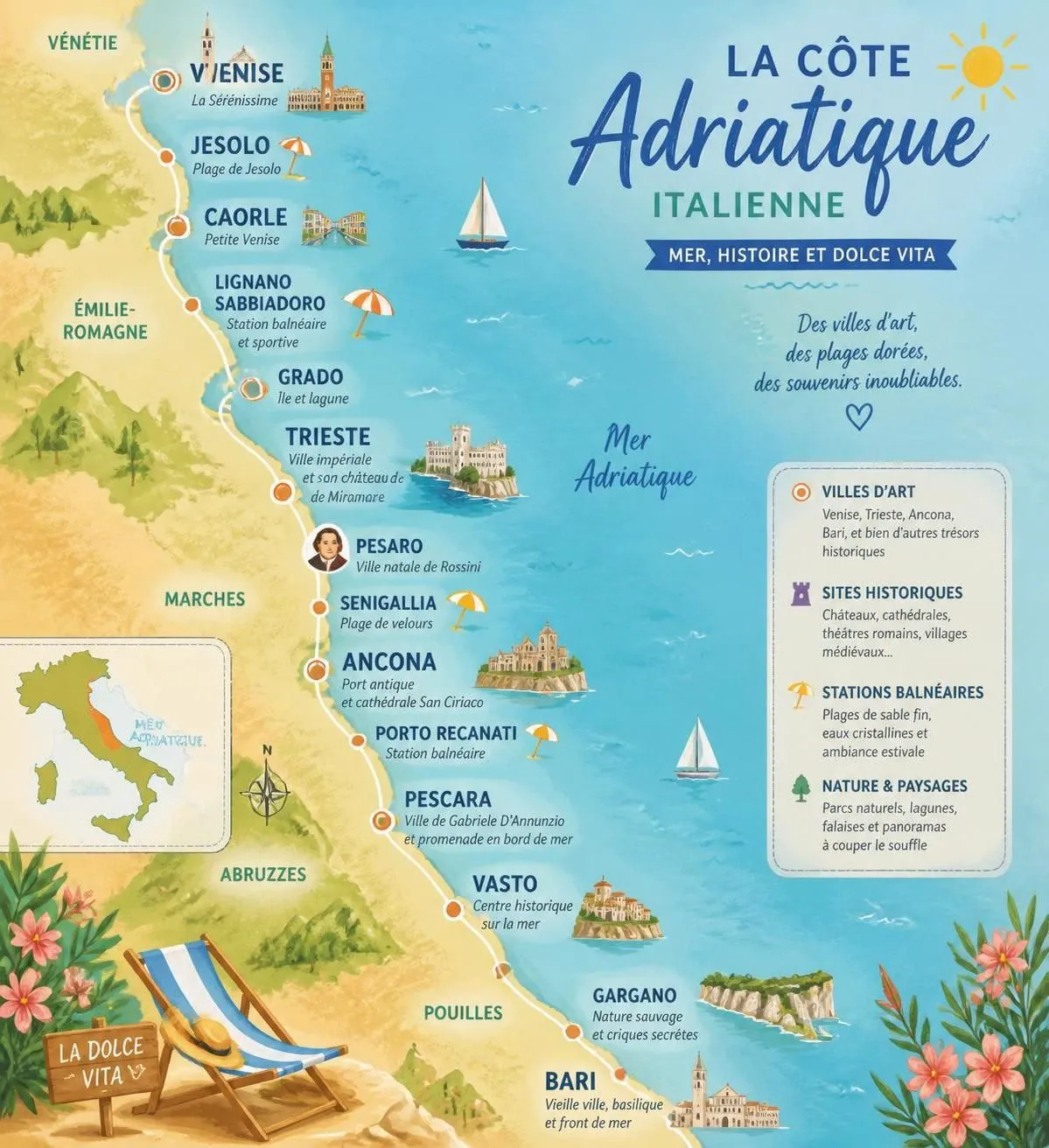 découvrez les plus belles villes et plages de la côte adriatique italienne, un guide incontournable pour vos prochaines vacances entre charme authentique et paysages paradisiaques.
