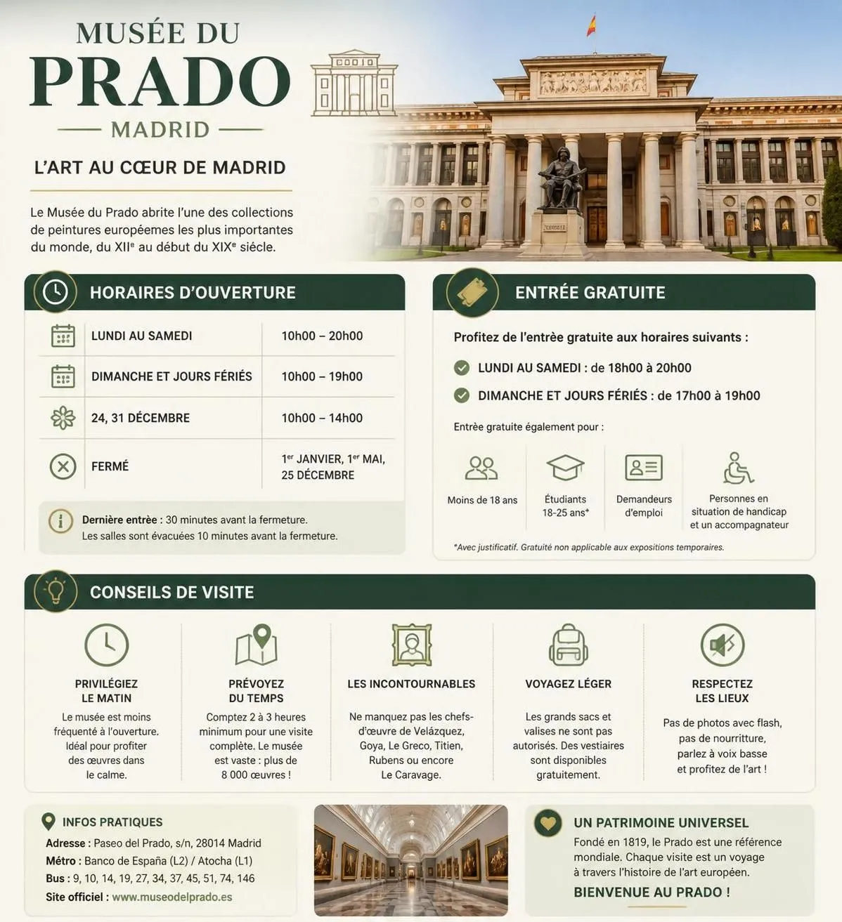 découvrez le musée du prado à madrid : achetez vos billets, découvrez les jours de gratuité et explorez les œuvres incontournables de ce musée prestigieux.