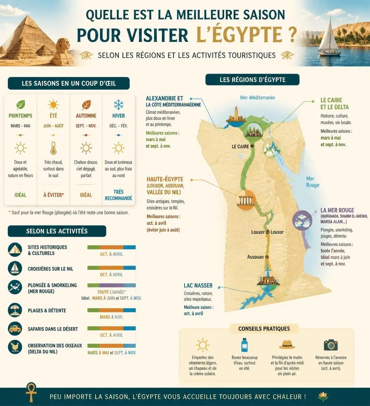découvrez la meilleure période pour partir en égypte avec nos conseils météo détaillés afin de profiter pleinement de votre voyage en évitant les extrêmes climatiques.