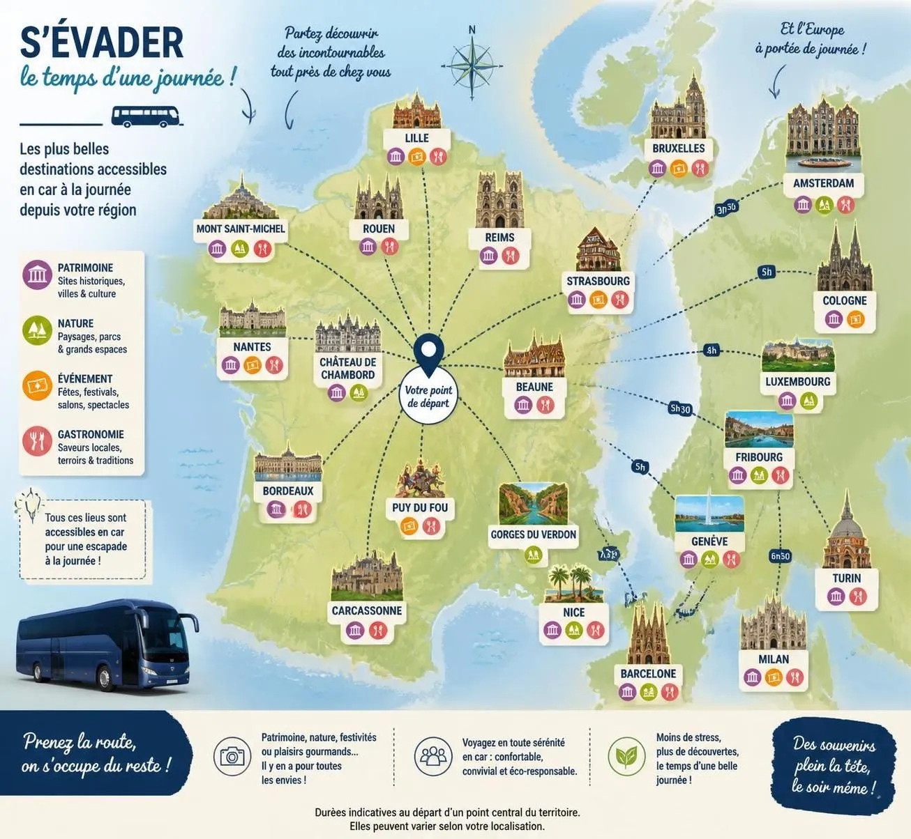 découvrez les meilleures excursions organisées en car à la journée pour explorer de nouvelles destinations en toute simplicité et confort.