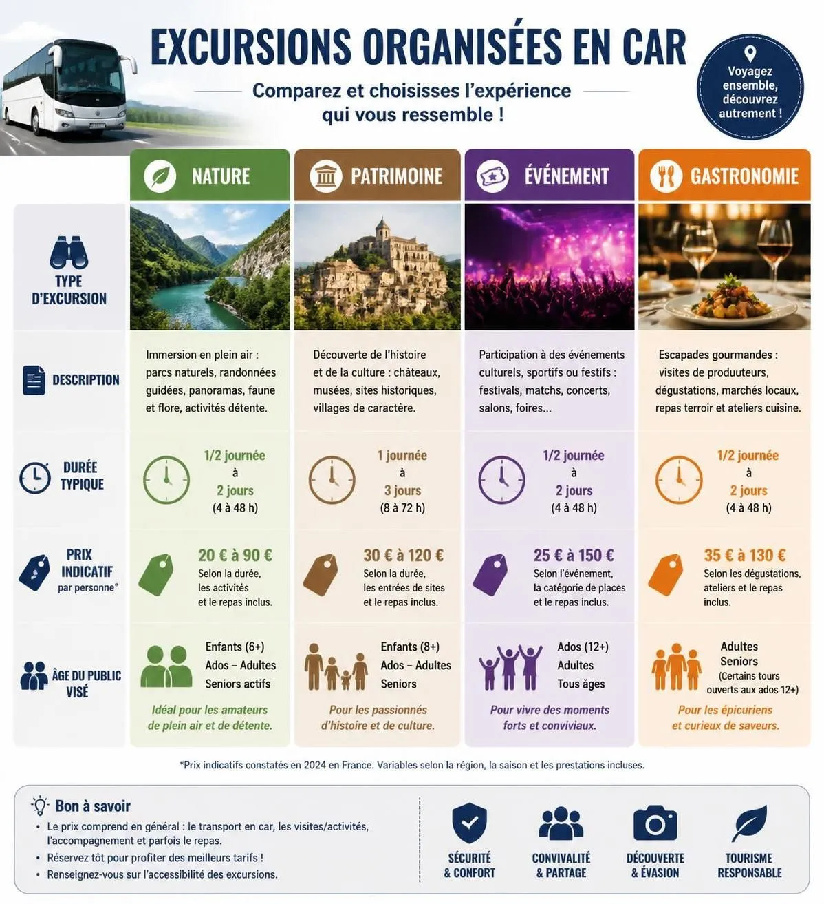 découvrez comment voyager en car à la journée en trouvant les meilleures excursions organisées pour profiter pleinement de vos escapades d'une journée.