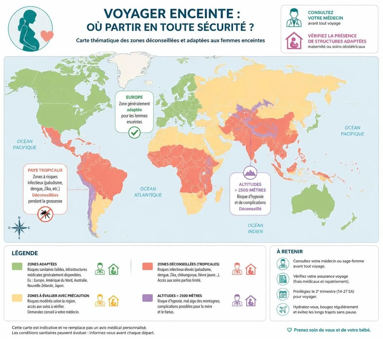 découvrez nos conseils médicaux essentiels pour voyager enceinte en toute sécurité, avec des recommandations sur les meilleures destinations et astuces pour les vols.