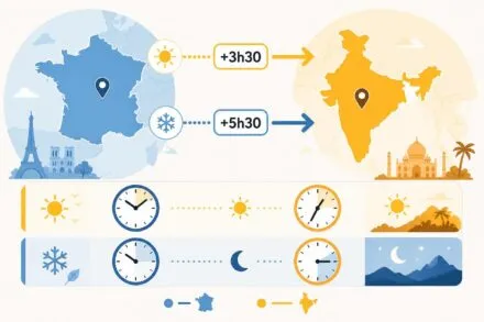 découvrez le décalage horaire entre la france et l'inde, qui est de +3h30 ou +5h30 selon la saison, pour mieux planifier vos voyages et communications.