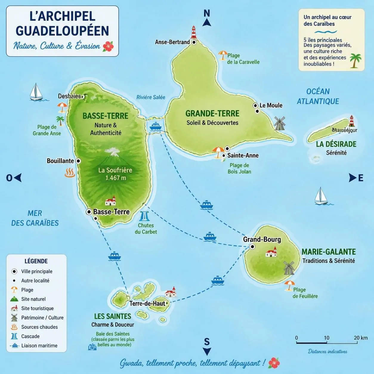découvrez la carte détaillée de l'archipel de la guadeloupe, explorez ses îles et apprenez à vous orienter facilement pour préparer votre voyage ou votre navigation.
