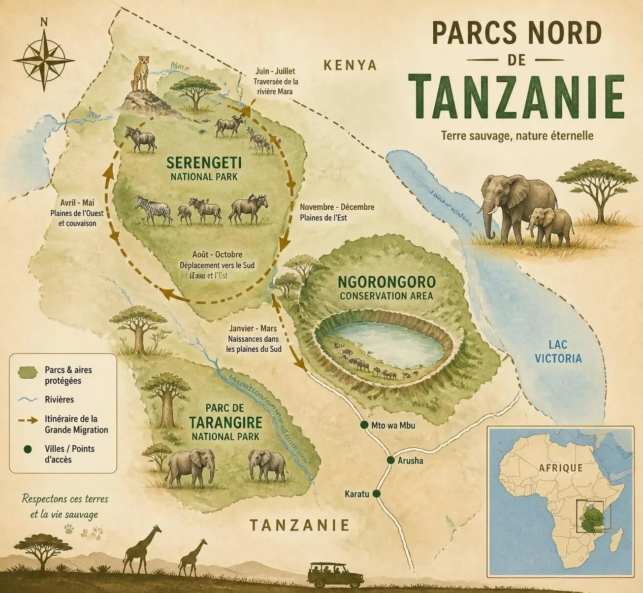 découvrez un safari inoubliable en tanzanie en 2026 : explorez le parc national du serengeti, le cratère de ngorongoro et profitez de conseils pratiques pour préparer votre aventure.
