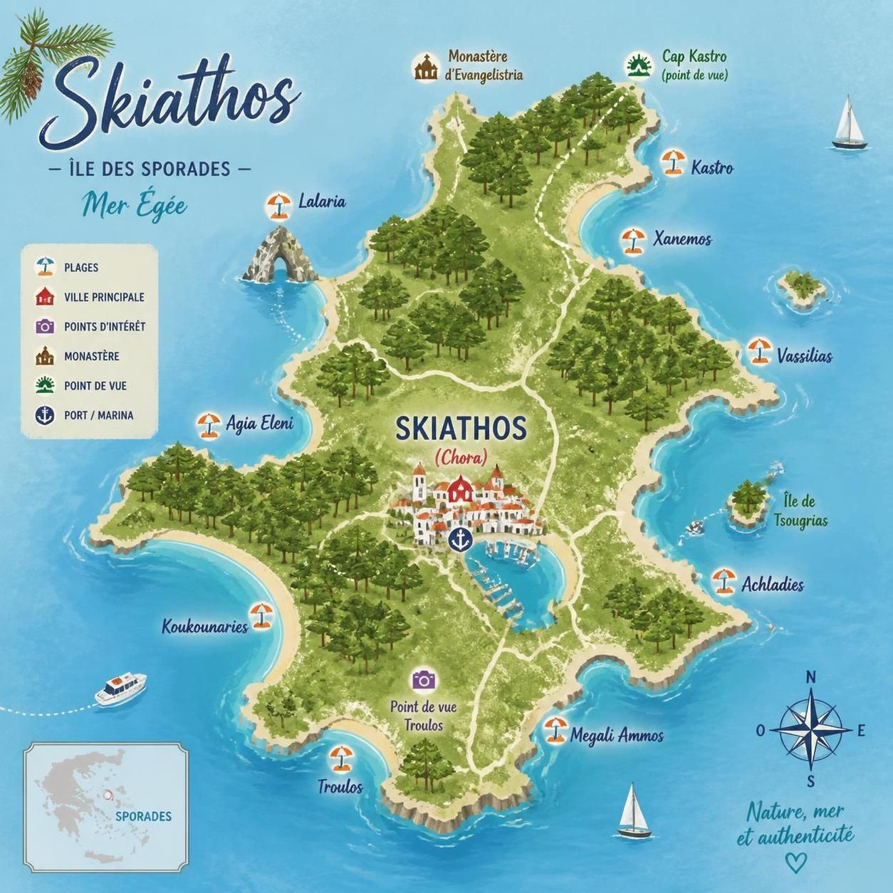 découvrez skiathos, une île paradisiaque des sporades, célèbre pour ses plages aux eaux cristallines et son ambiance authentiquement grecque, idéale pour des vacances inoubliables.