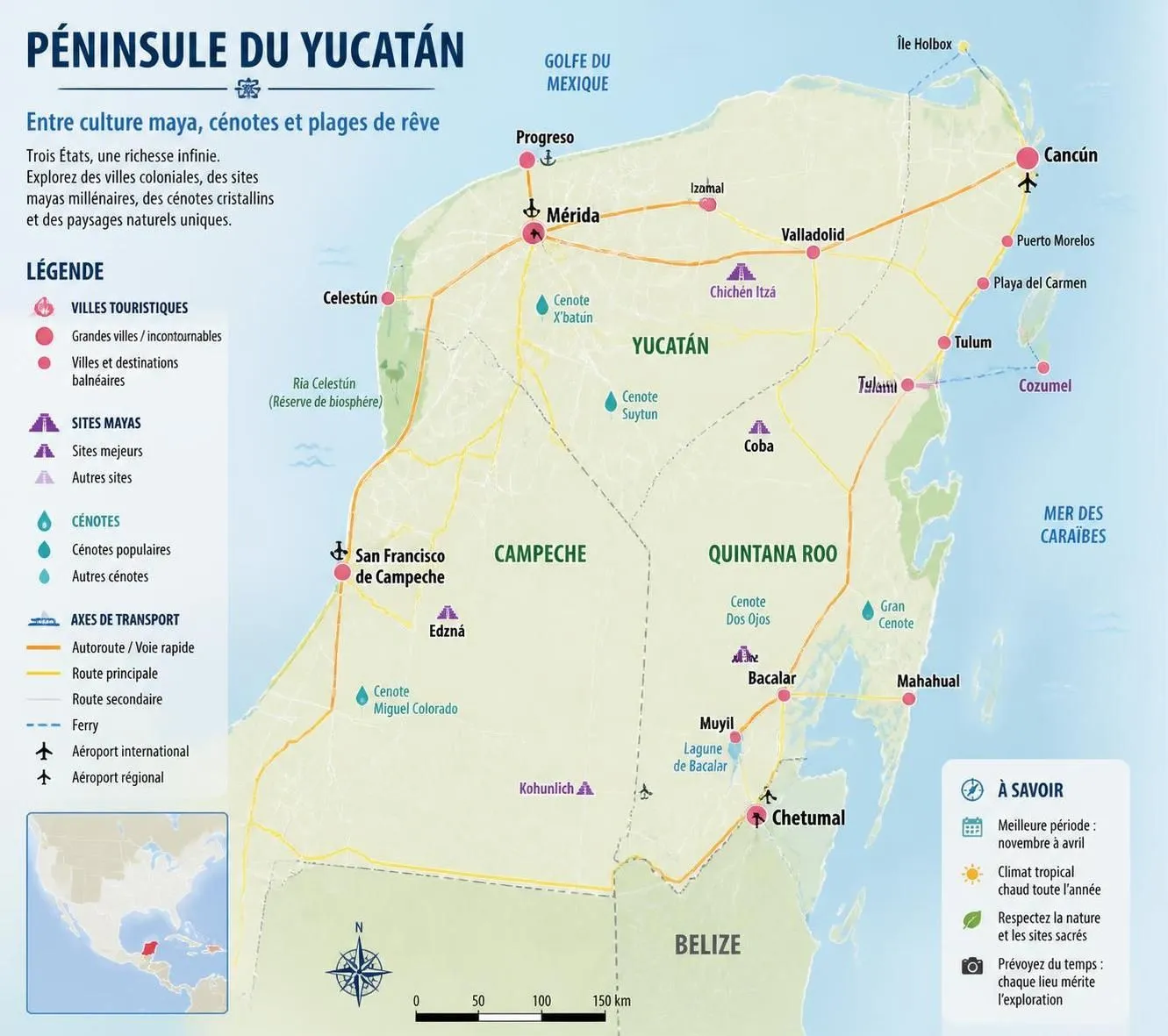 découvrez la carte détaillée du mexique avec ses états, la péninsule du yucatán et les grandes régions incontournables à connaître avant votre voyage.