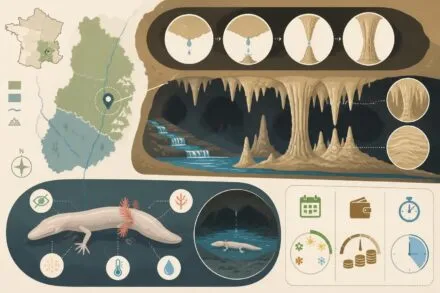 découvrez les grottes de choranche dans le vercors : admirez des stalactites impressionnantes, observez les olms, ces mystérieux amphibiens, et profitez d'une excursion unique au cœur de la nature préservée.