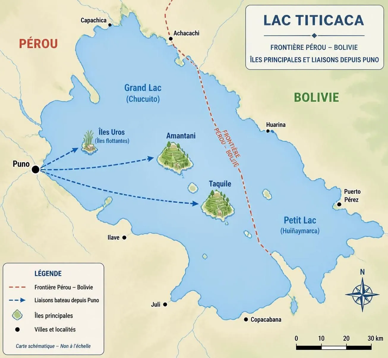 découvrez le lac titicaca, ses célèbres îles flottantes des uros, la frontière entre le pérou et la bolivie, ainsi qu'un guide pratique pour préparer votre visite.