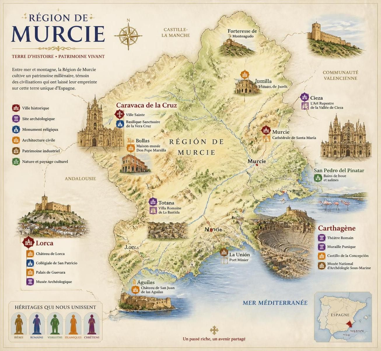 découvrez murcia, une ville espagnole riche en histoire avec sa vieille ville charmante, une gastronomie savoureuse et de nombreuses surprises à explorer.