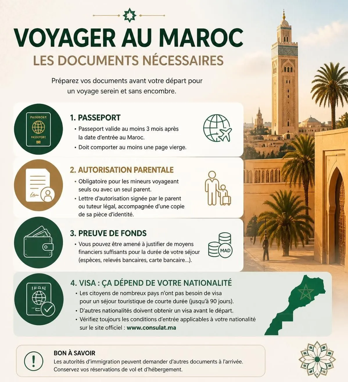 découvrez tout ce qu'il faut savoir avant de partir en voyage au maroc : informations sur le visa, la monnaie, la sécurité et des conseils pratiques pour un séjour réussi.