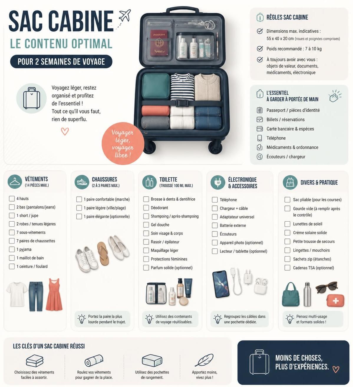 découvrez nos astuces pratiques pour voyager léger et tenir 2 semaines avec un seul sac, sans bagage en soute. simplifiez vos déplacements et profitez pleinement de votre voyage.