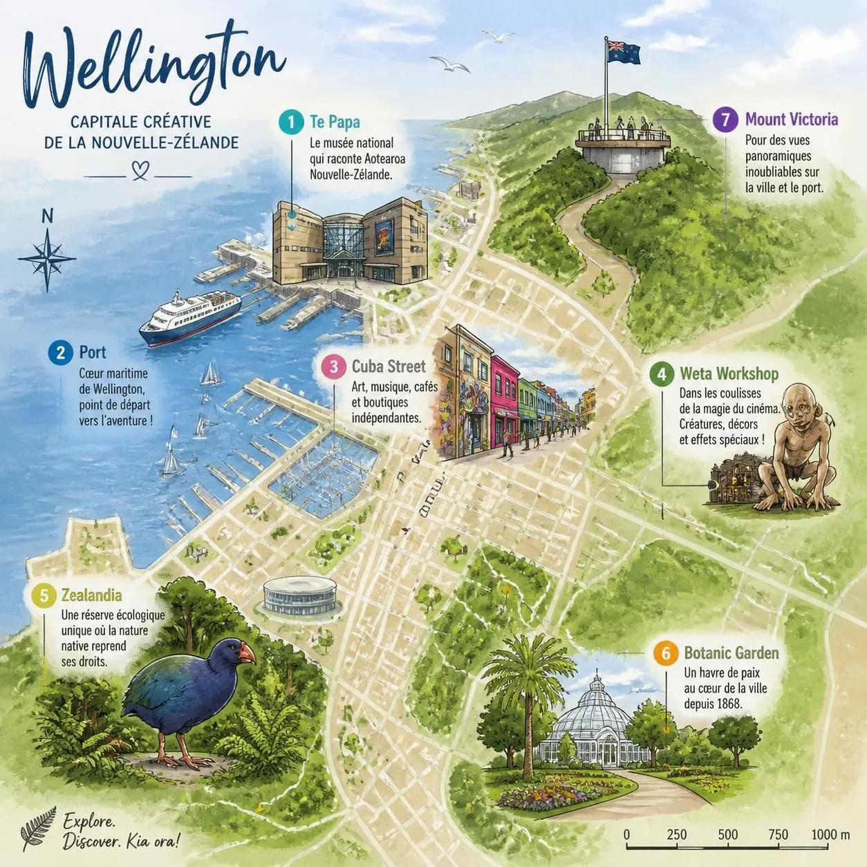 découvrez wellington, la capitale de la nouvelle-zélande : explorez son célèbre port, visitez le musée te papa et profitez d'une semaine riche en découvertes culturelles et naturelles.