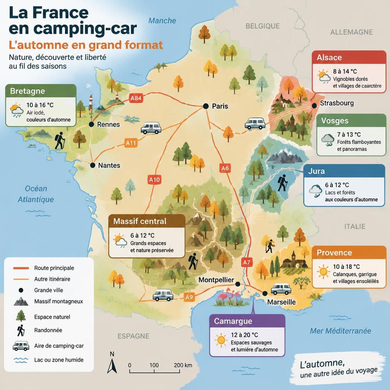 partez en camping-car à l’automne et explorez les plus belles routes de france pour une escapade ressourçante, entre paysages colorés et haltes nature.