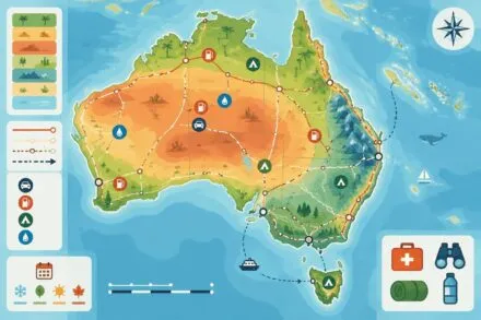 Carte Australie : les régions, les distances et comment préparer son road trip explorez les régions d’australie, estimez les distances et découvrez nos conseils pratiques pour préparer un road trip inoubliable.