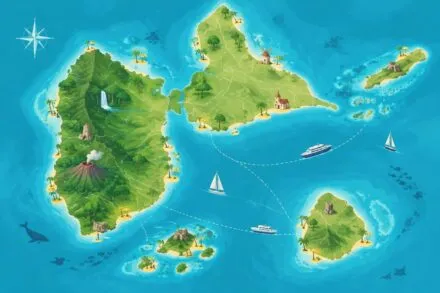 explorez la carte de la guadeloupe : repérez ses îles, ses communes et les sites incontournables de l’archipel pour préparer votre séjour.