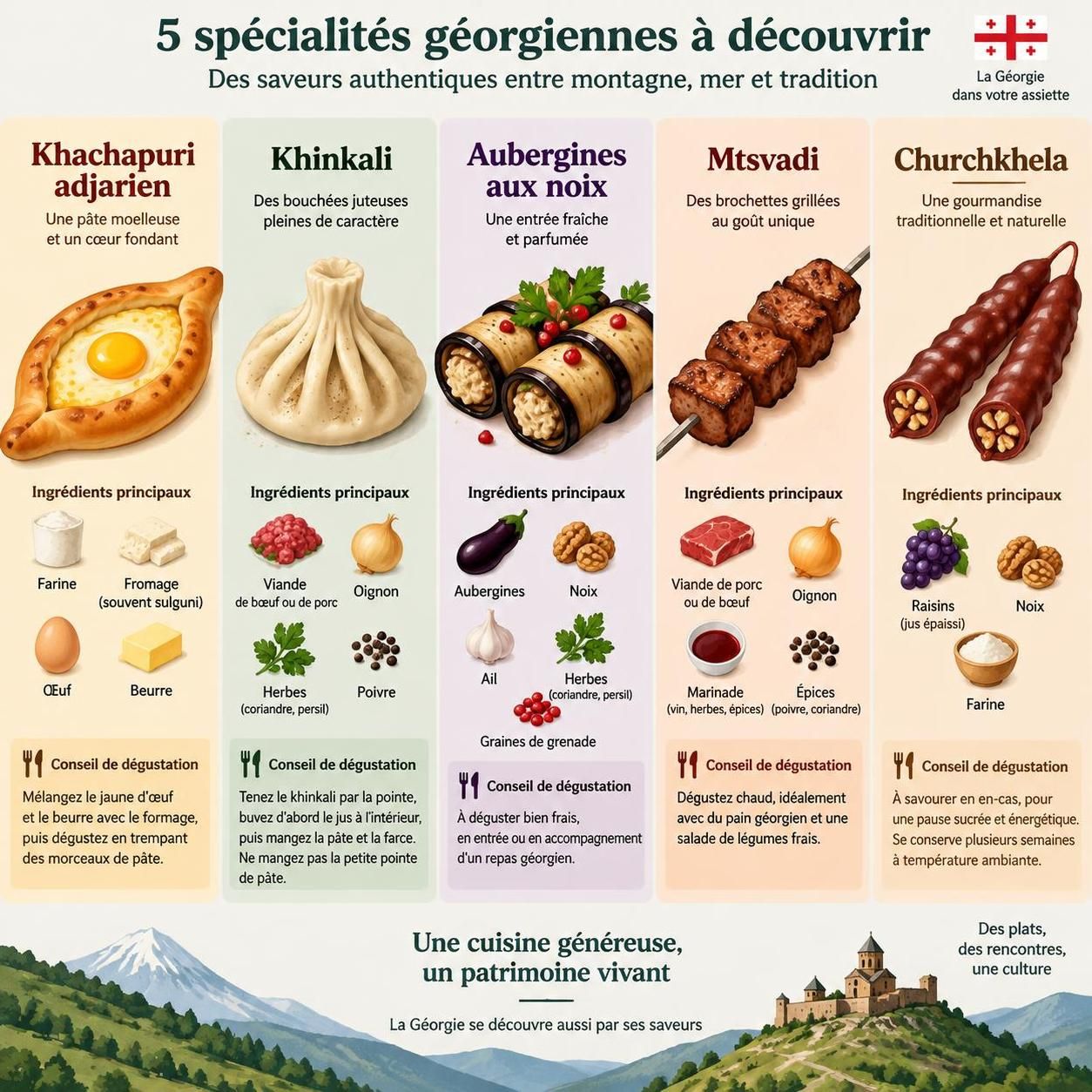découvrez la géorgie du caucase : explorez tbilissi, ses routes de montagne spectaculaires et ses saveurs locales authentiques.