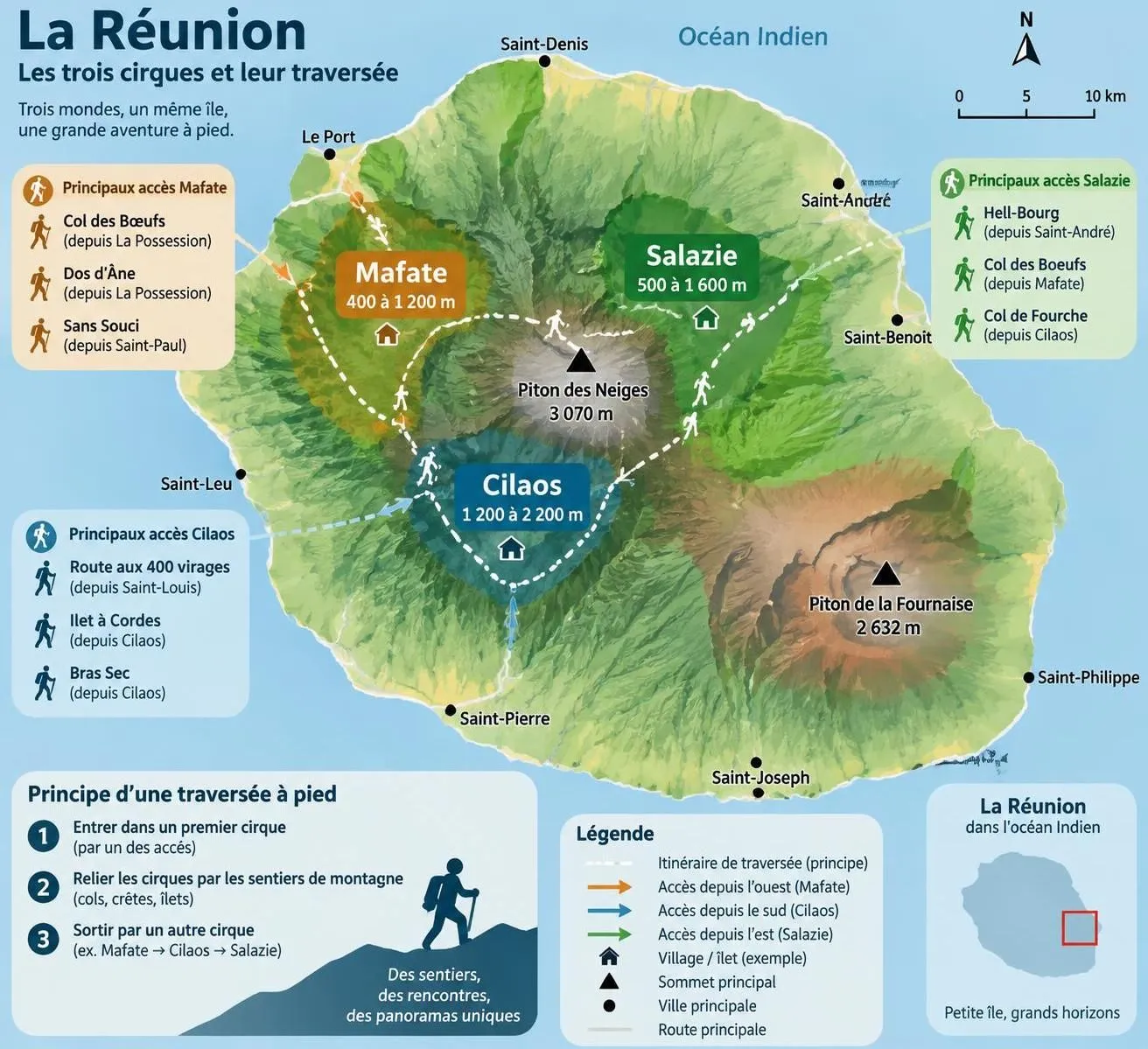 explorez les cirques de la réunion à pied et préparez votre séjour grâce à nos conseils pratiques : itinéraires, équipement et organisation.