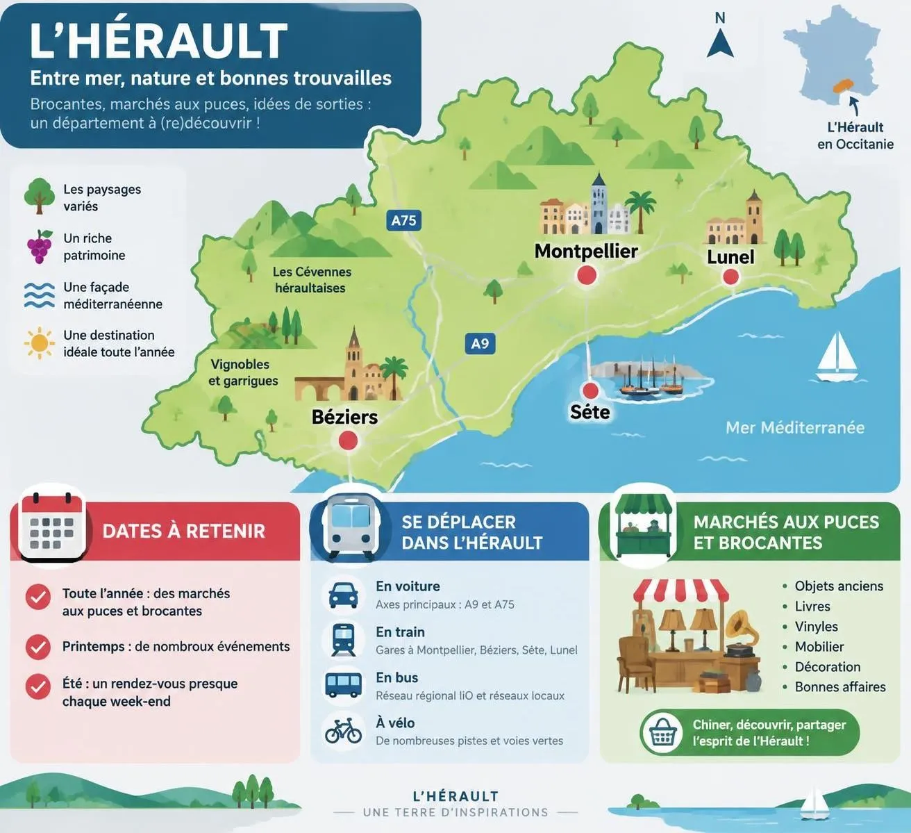 retrouvez le calendrier 2026 des vide-greniers et marchés aux puces dans l’hérault (34) : dates, lieux et événements à ne pas manquer.